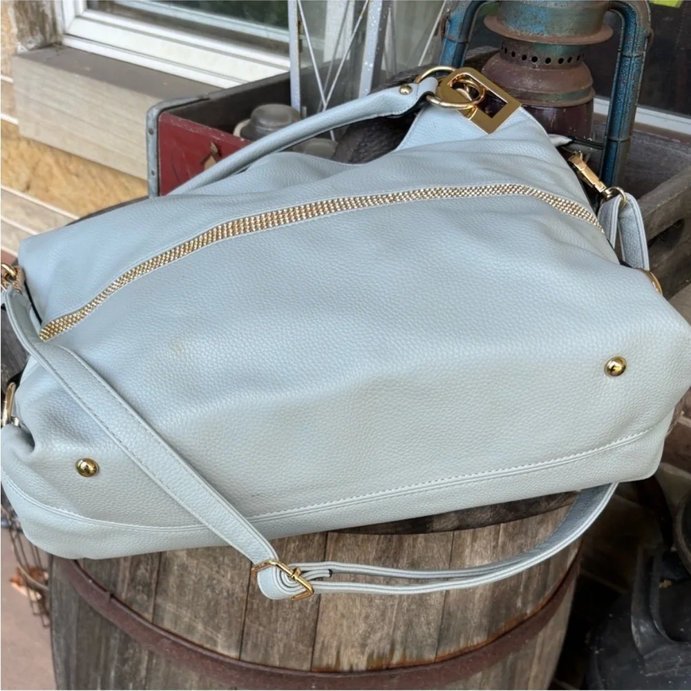 Dasein Crystal Trimmed‎ Pebbled Vegan Leather Satchel